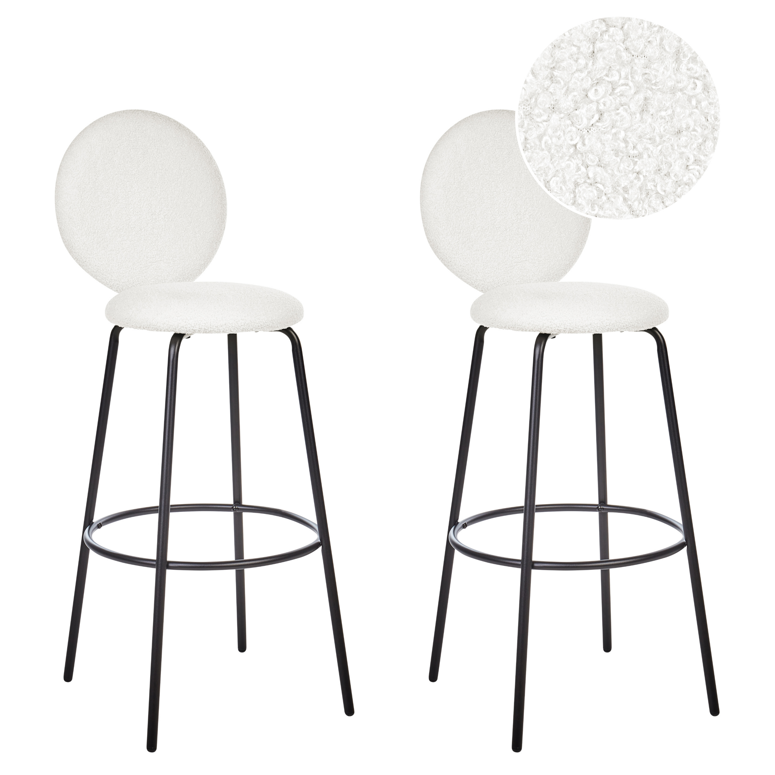 Set med 2 barstolar EMERY Bouclé Vit