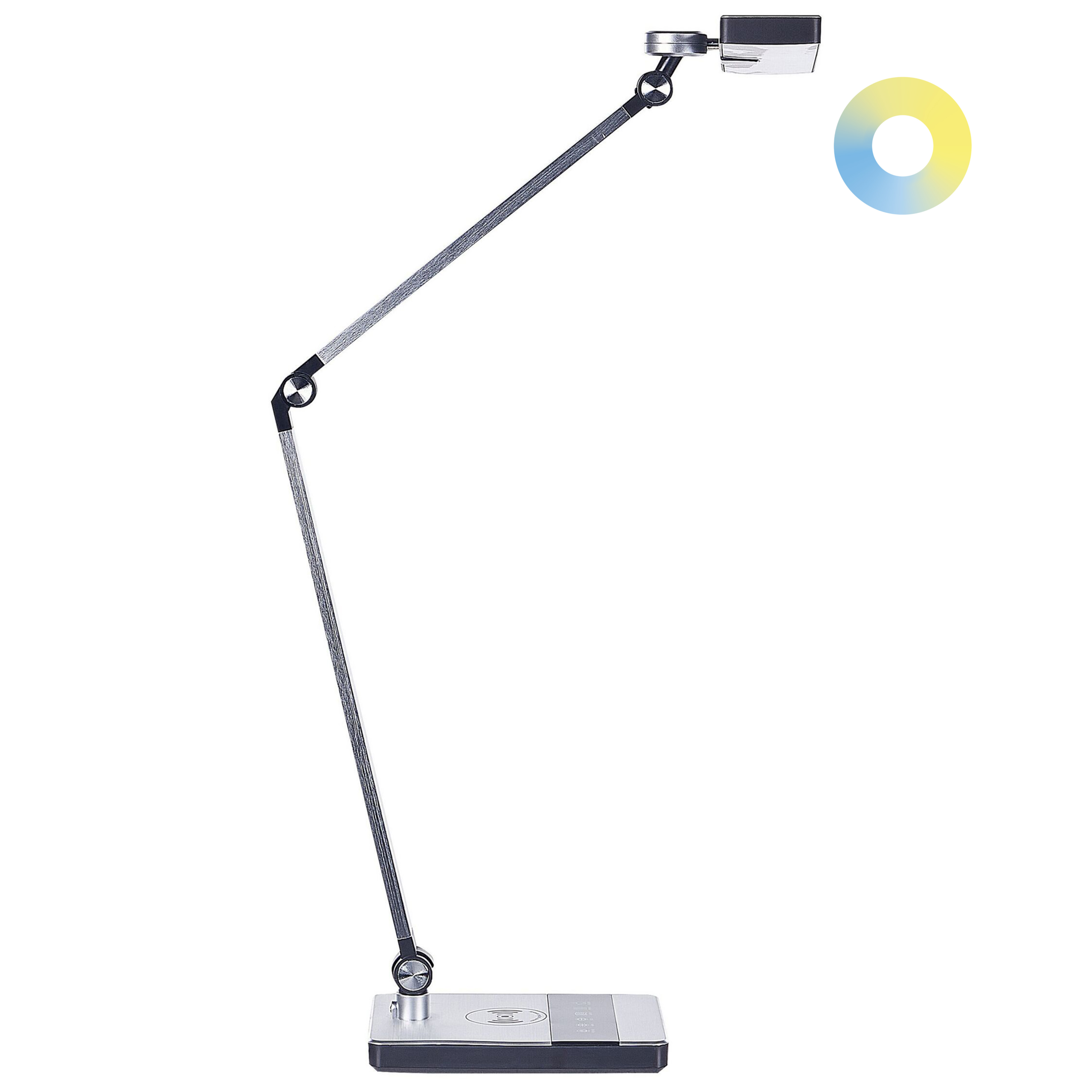 LED-skrivbordslampa LACERTA med trådlös laddare Metall Silver