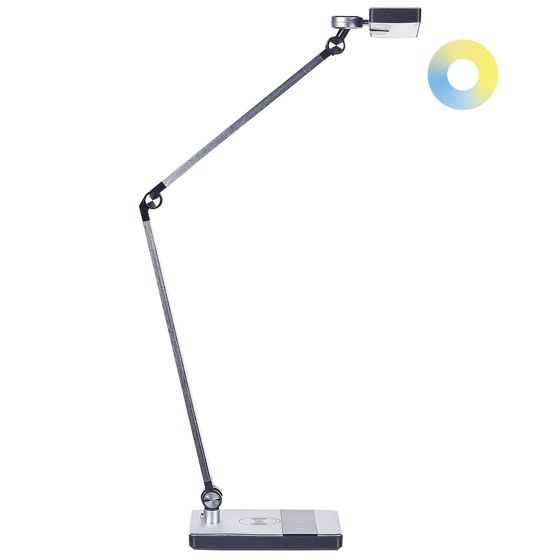 LED-skrivbordslampa LACERTA med trådlös laddare Metall Silver