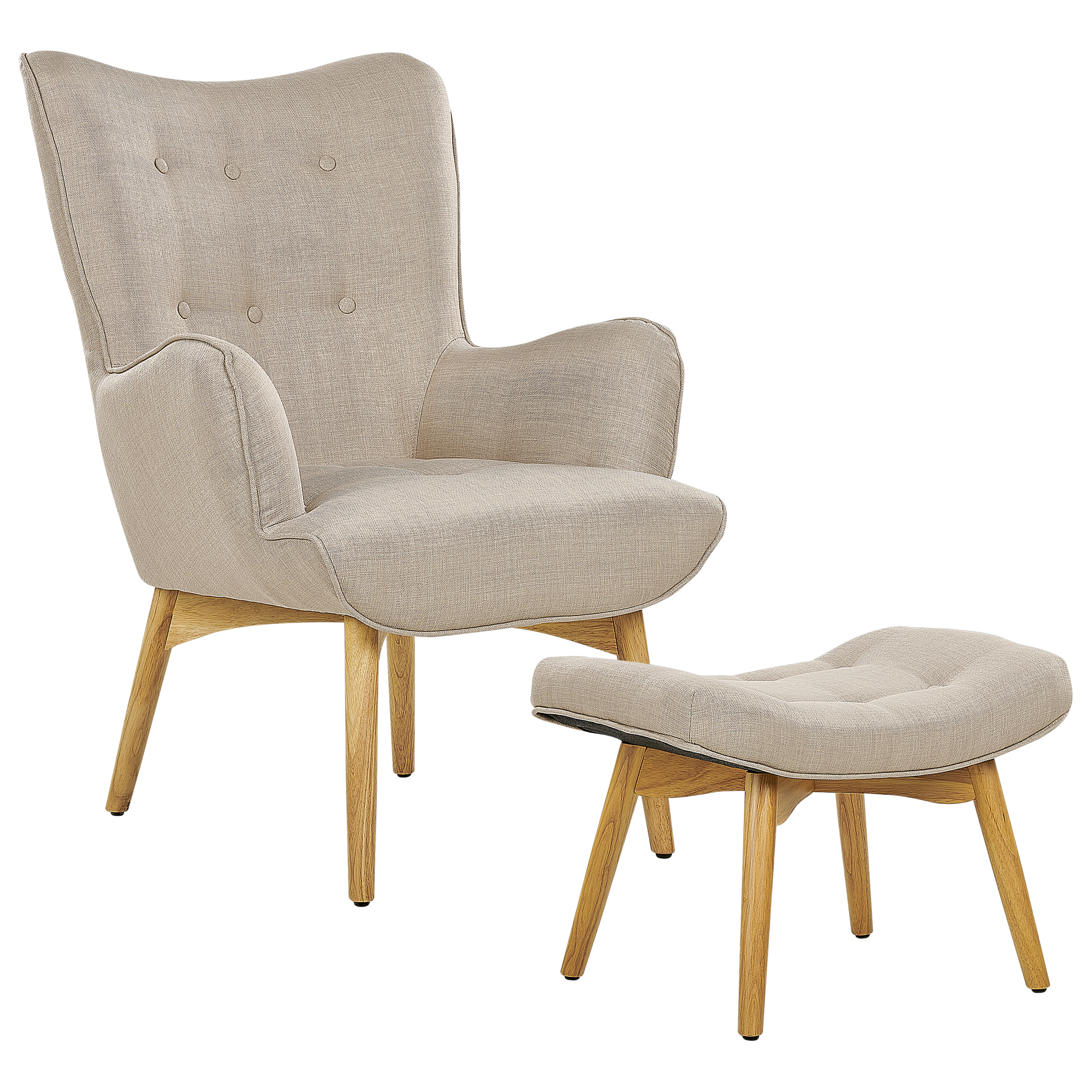 Öronlappsfåtölj VEJLE med fotpall Beige