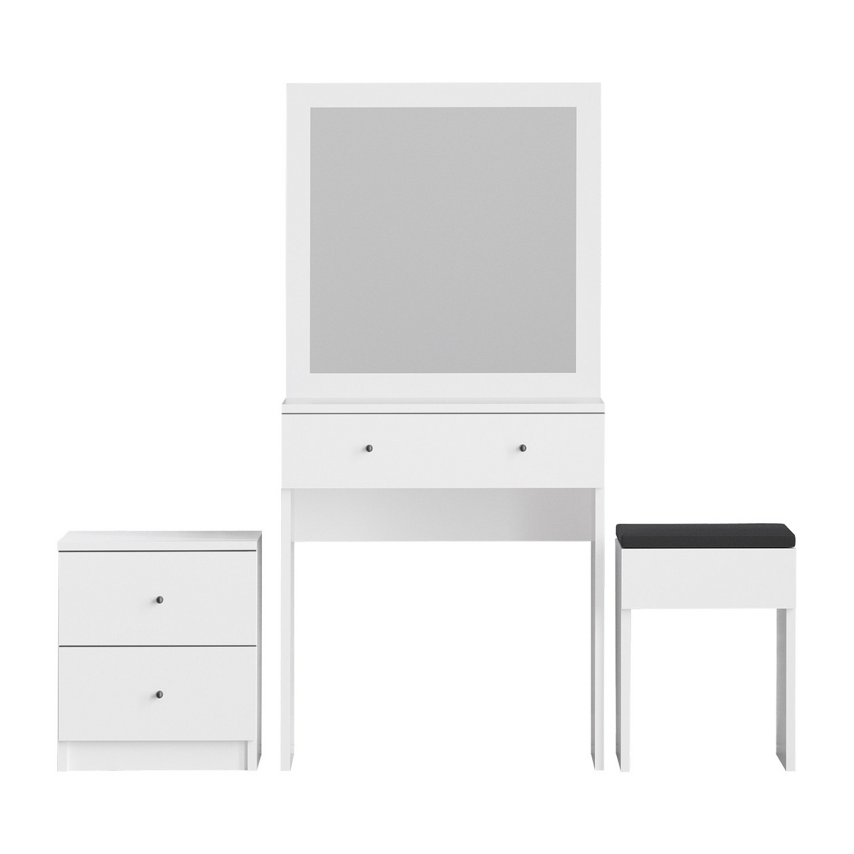 Norda Design Modernt vitt sminkbord med spegel, 100 % melaminbelagt, 65x139x35 cm | Väggmonterbar design
