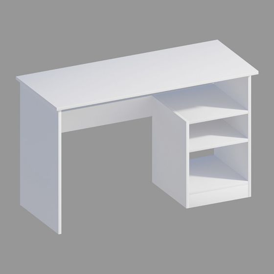 Norda Design Modernt studiebord med väggmonterade hyllor, vitt, 120x74x50 cm | 100 % melaminbelagt, 18 mm tjockt