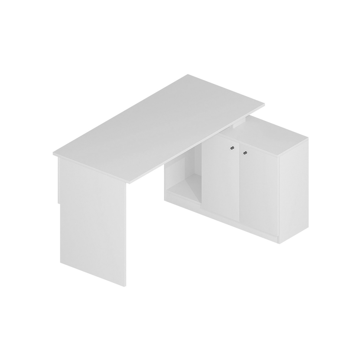 Norda Design Modernt vitt skrivbord med väggmonterbar sidohylla, 130x74x60 cm | 100 % melamin, 18 mm tjock