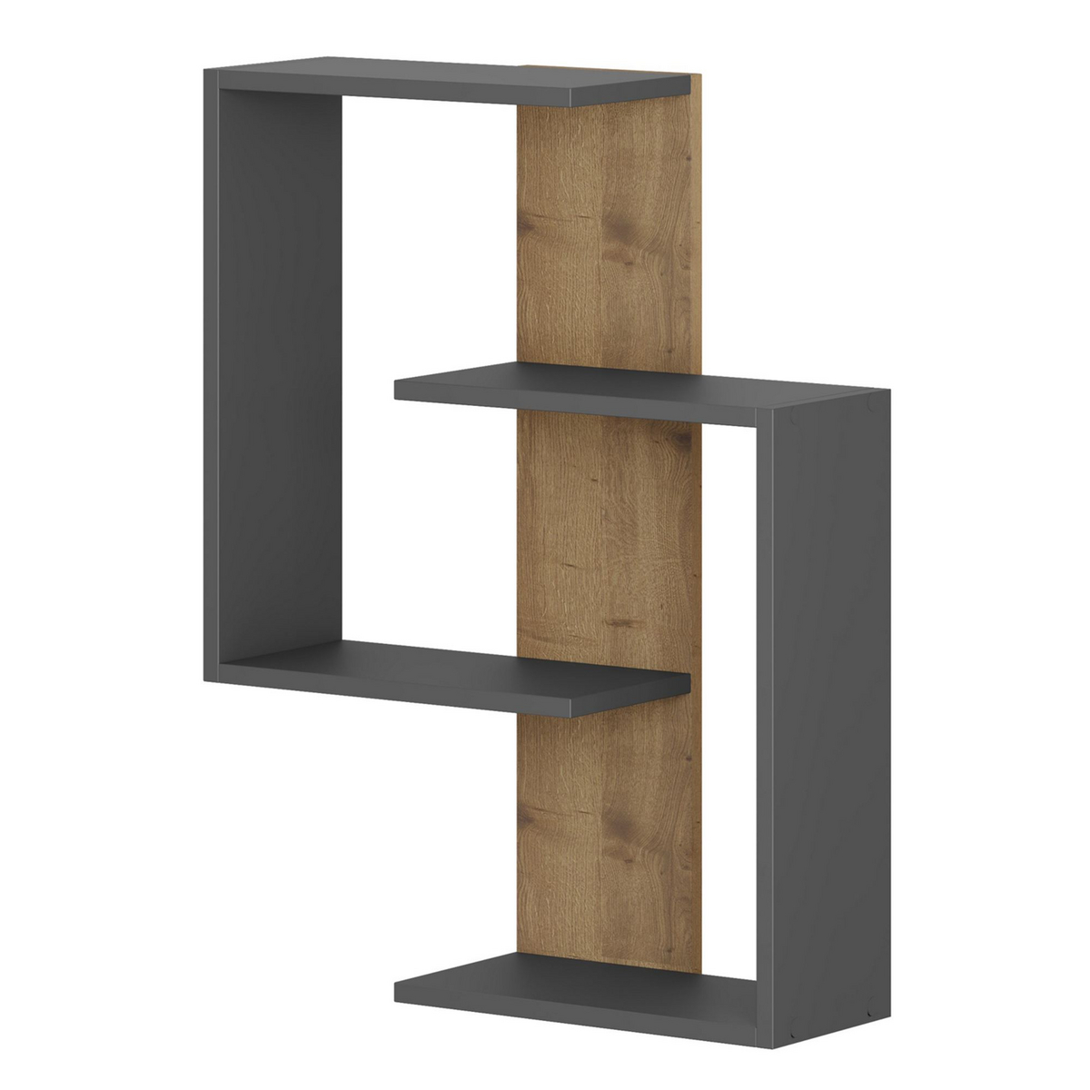 Norda Design Modern vägghylla, antracit & ek, 64 x 85 x 22 cm | 100% melaminbelagd, 18 mm tjock | stilren & funktionell