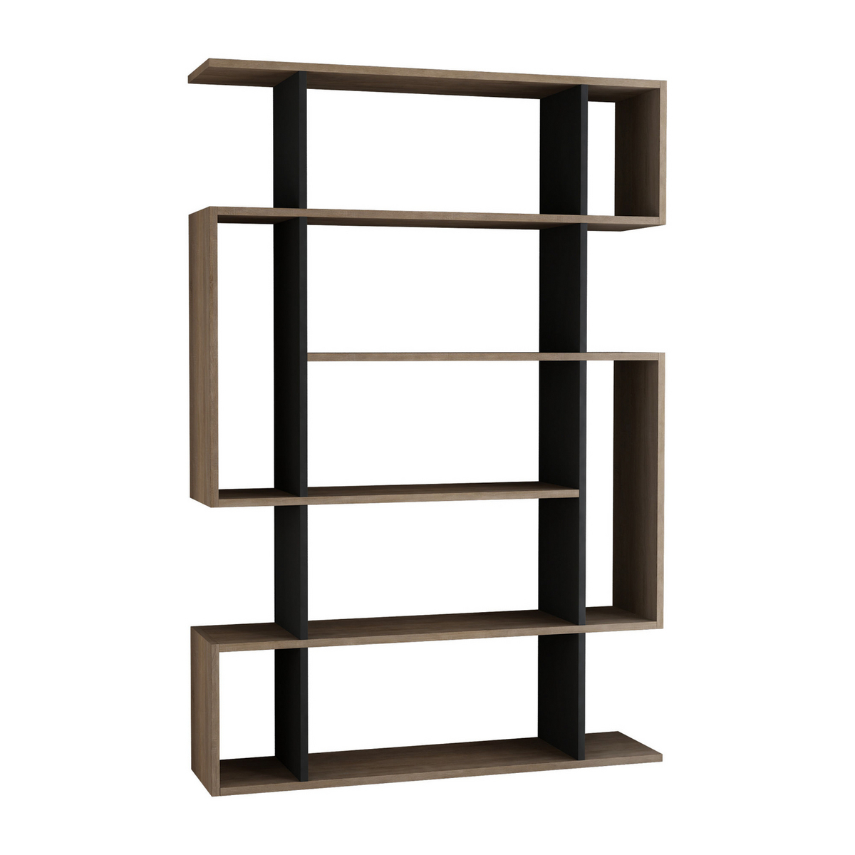 Norda Design Modern bokhylla, Sonoma ek & antracit, 110 x 161 x 25,5 cm | 100% melaminbelagd | Väggmonterbar, 25 kg kapacitet, stilren design