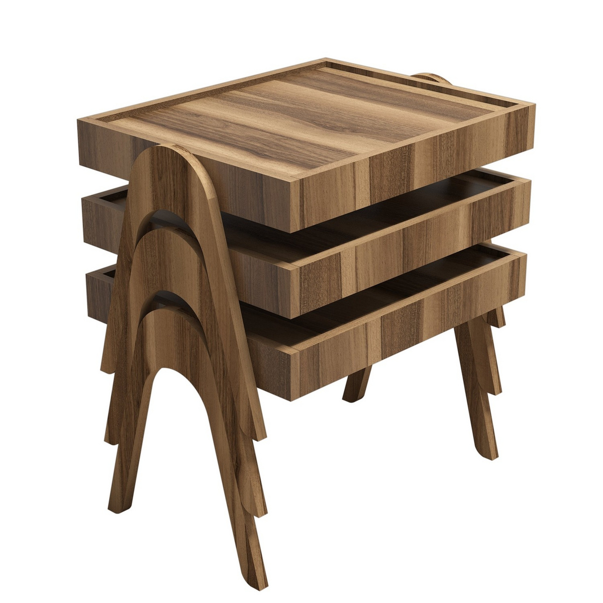 Norda Design Modernt satsbord i valnöt (3 delar), 53,6 cm | 100 % melaminbelagt, 18 mm tjockt | Stilrent och funktionellt