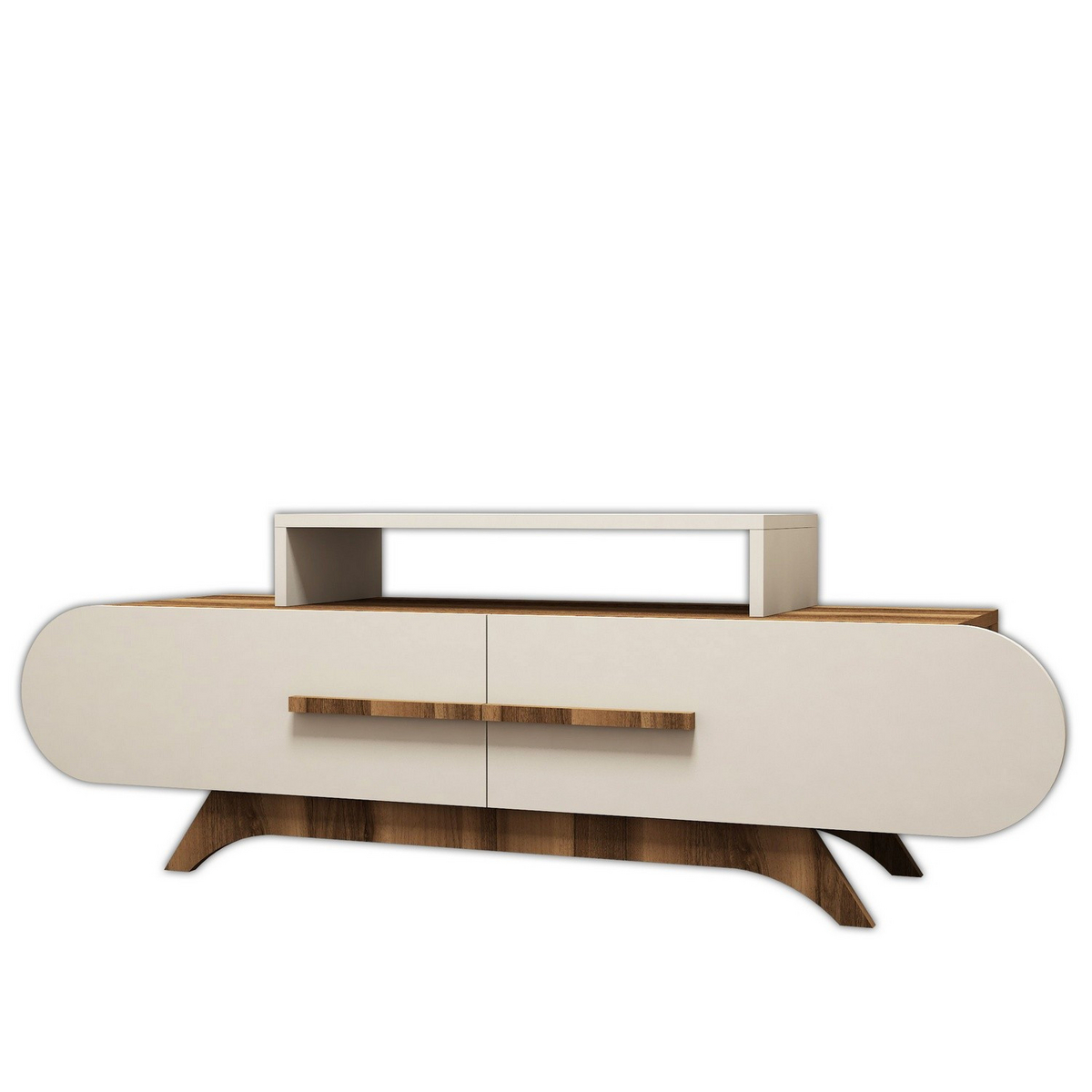Norda Design Modern TV-bänk, valnöt och krämvit, 145 cm | 100% melaminbelagd, 18 mm tjock | Väggmonterbar, stilren design
