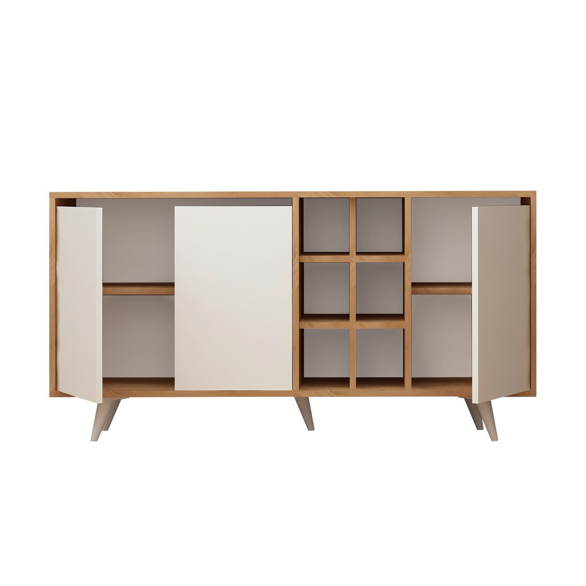 Norda Design Modernt konsolbord, ek & vitt, 140 cm | 100 % melaminbelagt, 18 mm tjockt, väggmonterbart, skandinavisk design