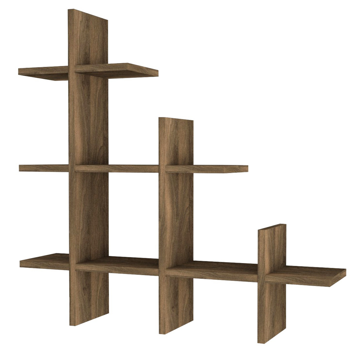 Norda Design Modern valnötsvägghylla, 76,4 x 80 x 18 cm | 100 % melaminbelagd, 18 mm tjock | Stilfull förvaringslösning
