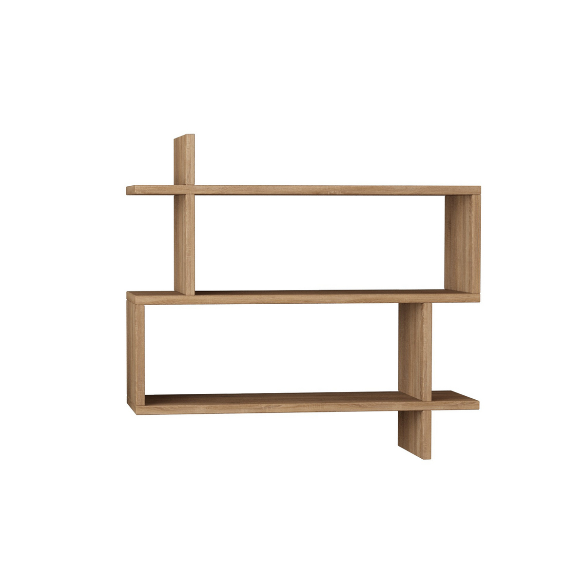 Norda Design Modern vägghylla, i ekfärg, 70 x 65,5 x 22 cm | 100% melaminbelagd, 18 mm tjock | Stilren och funktionell