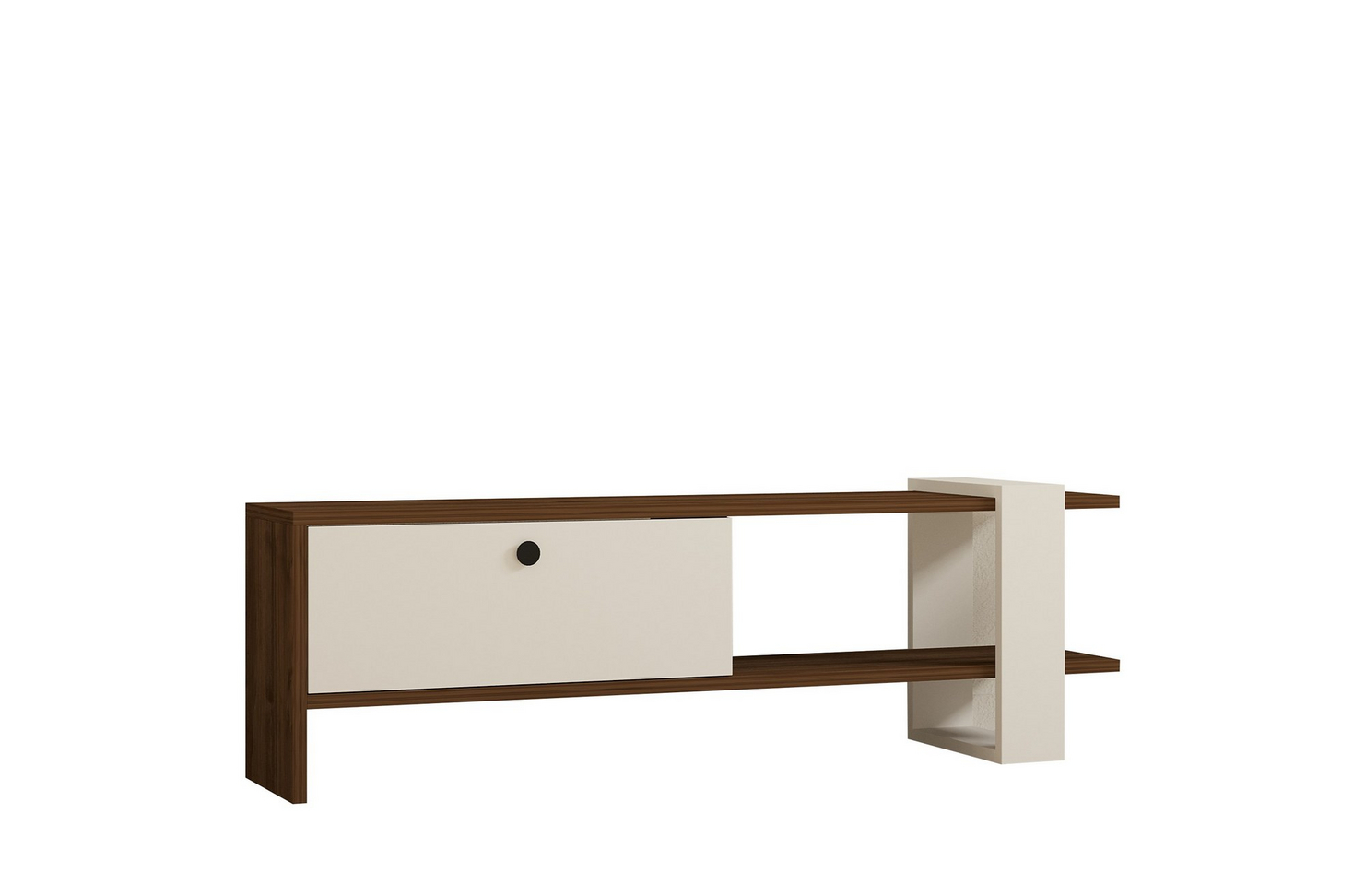 Norda Design Modern TV-bänk med hyllor, valnöt och vitt, 120 cm | 100 % melaminbelagd, 18 mm tjock | Stilren förvaring