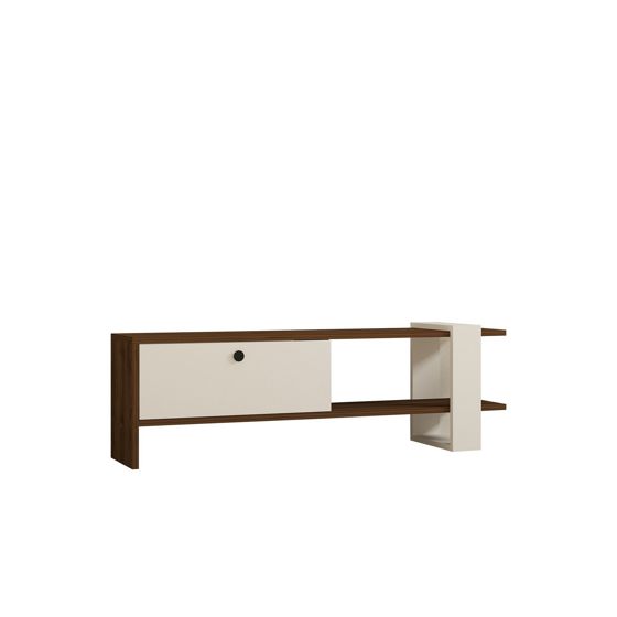 Norda Design Modern TV-bänk med hyllor, valnöt och vitt, 120 cm | 100 % melaminbelagd, 18 mm tjock | Stilren förvaring