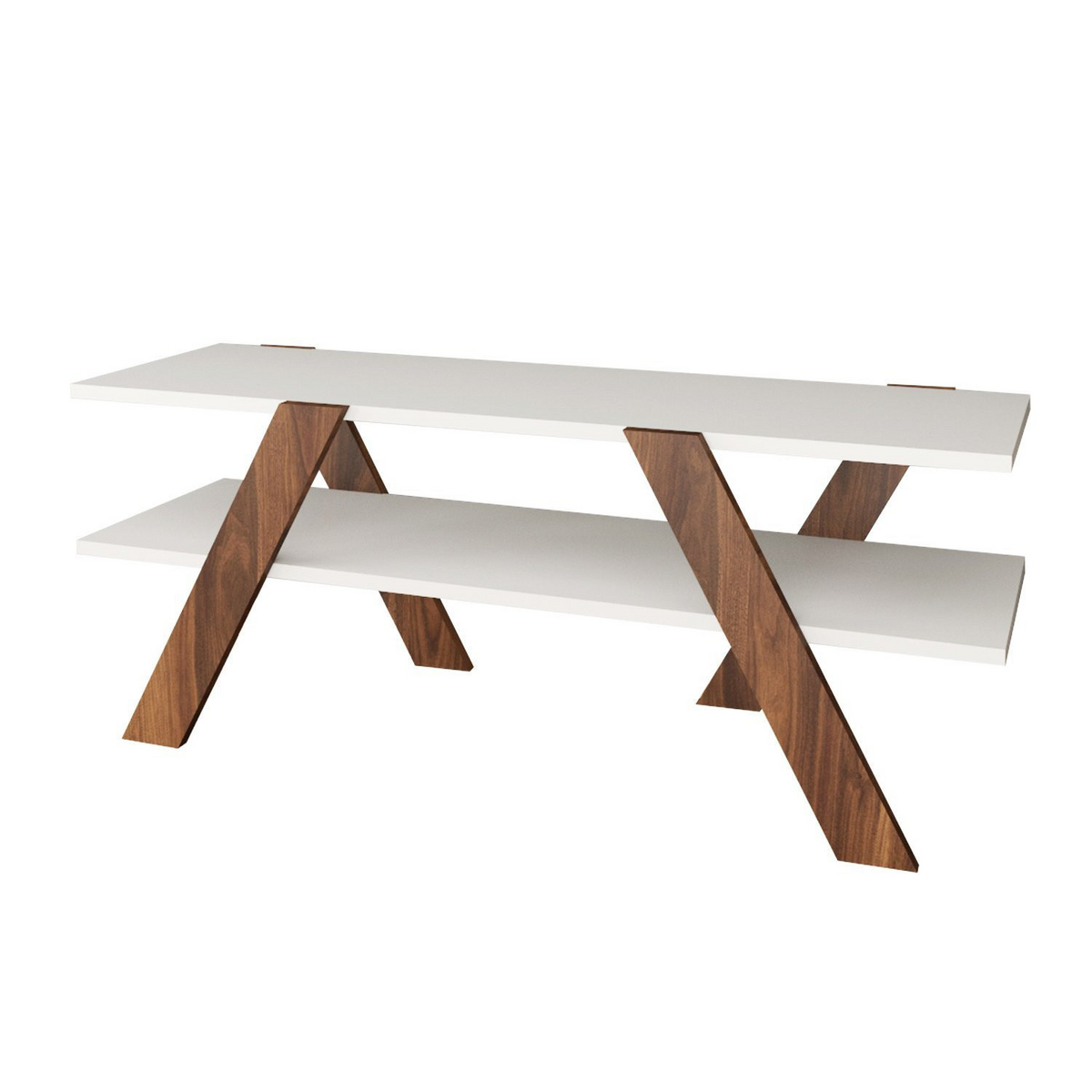 Norda Design Modern TV-bänk, vit och valnöt, 120 cm | 100 % melaminbelagd, 18 mm tjock | Väggmonterbar design