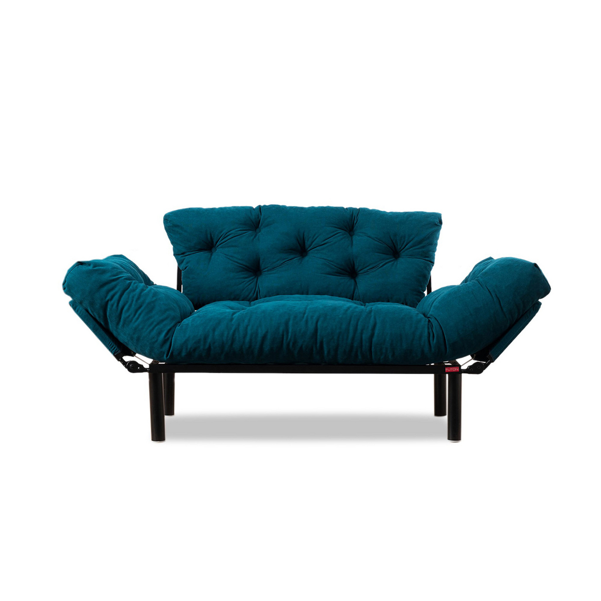 Norda Design Petrolblå 2-sits bäddsoffa, 100% metallram, lättskött mikrofiber, bärkapacitet 200 kg | Stilren & funktionell