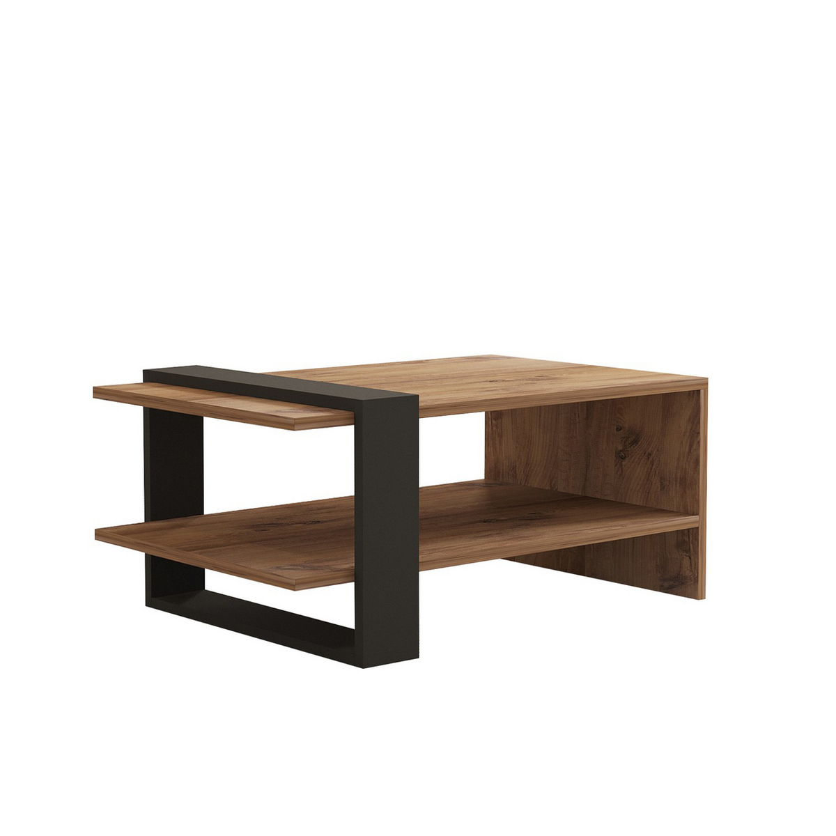 Norda Design Modernt soffbord med två hyllplan, ek och antracit, 80x35x55 cm | 100% melaminbelagt, 18 mm tjockt | Stilfull förvaring