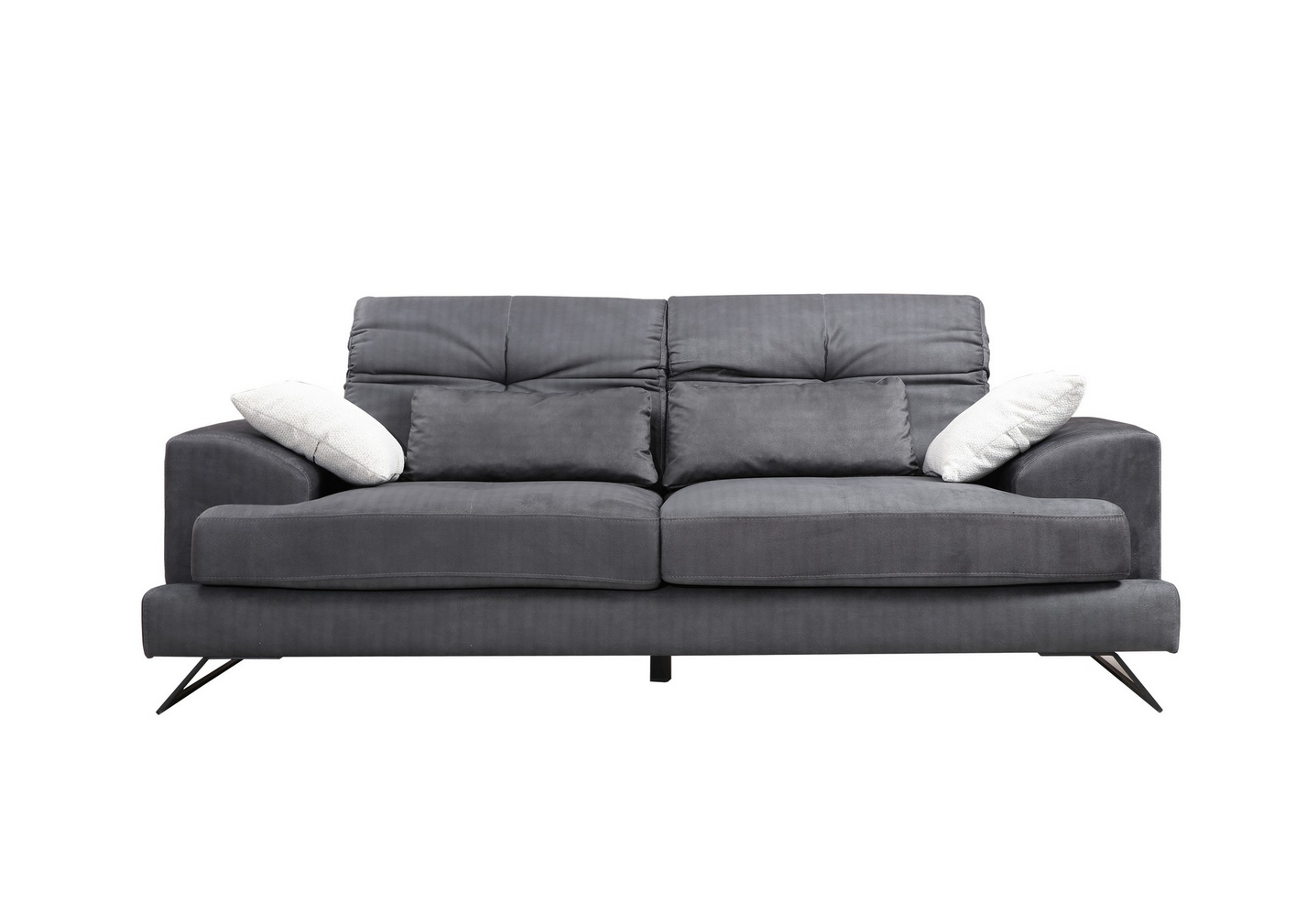 Norda Design Stilren 2-sitssoffa, antracit, 185 cm | ram i bokträ, justerbart ryggstöd, mjuka skumdynor