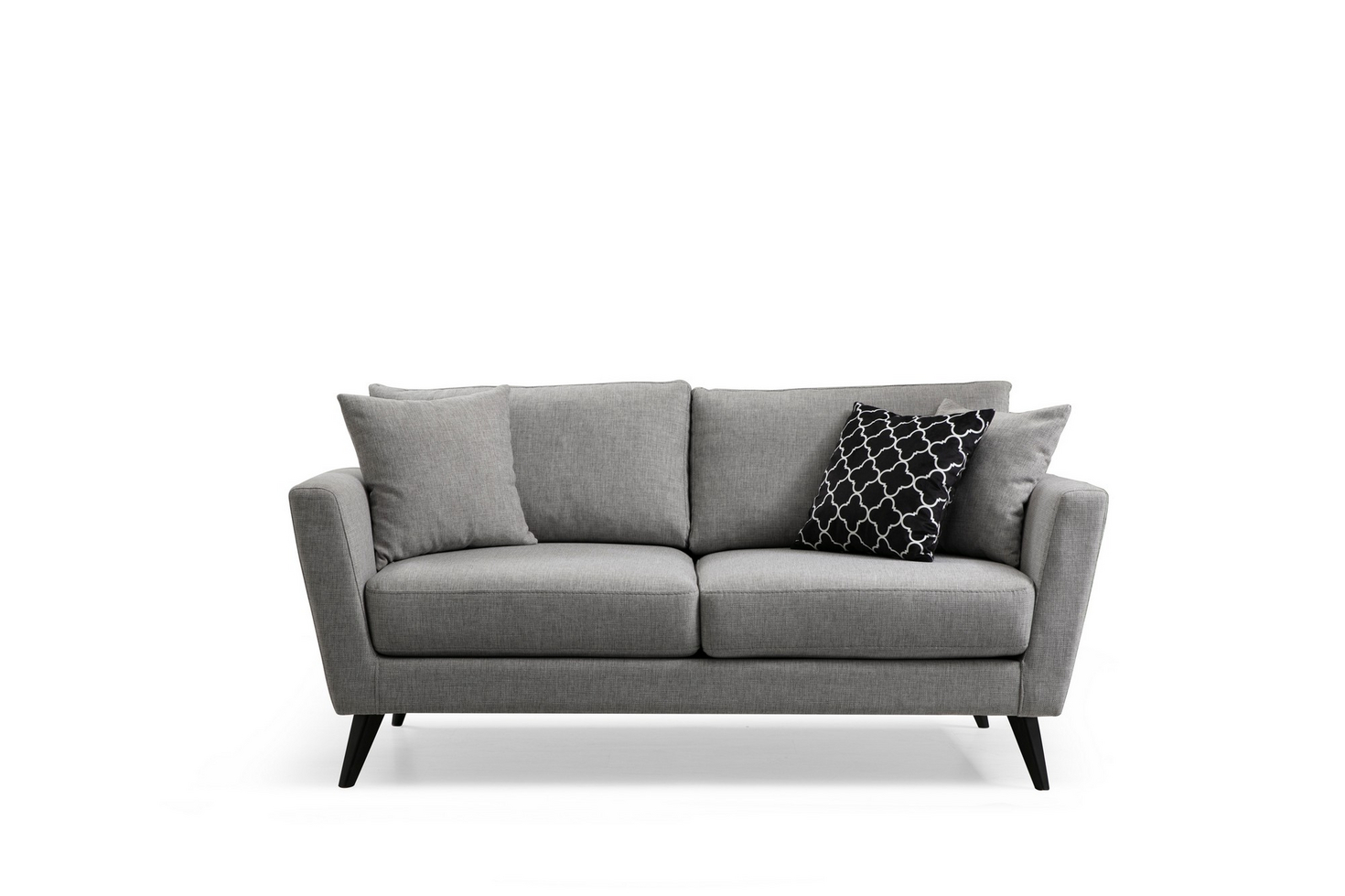 Norda Design Stilfull 2-sitssoffa, grå polyester, 170 cm | Ram i bokträ, mjuka skumkuddar | Modern industridesign