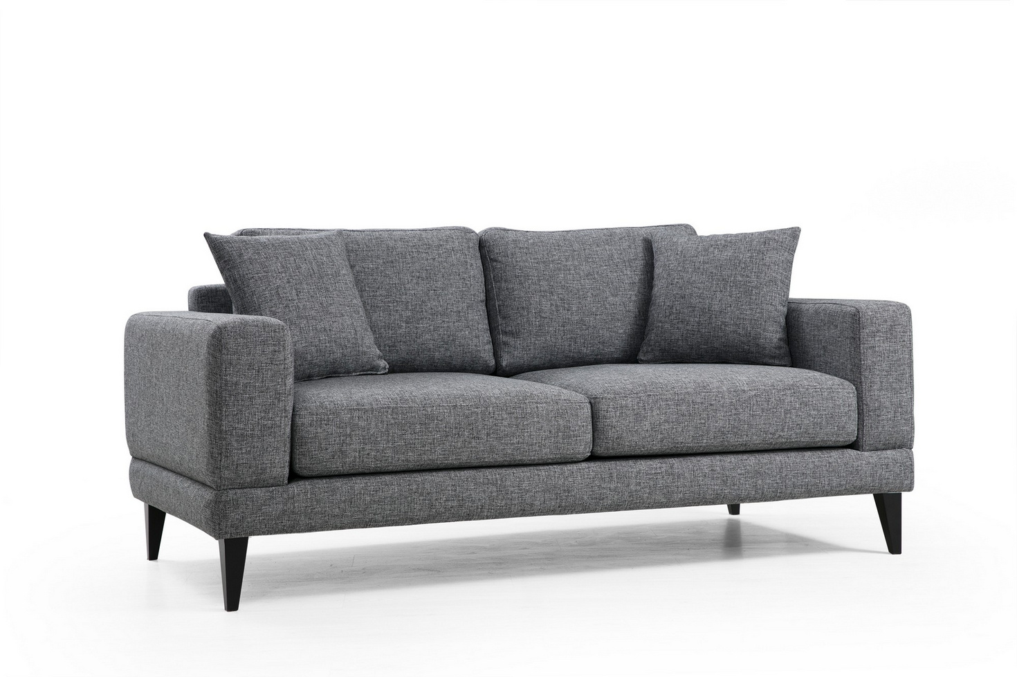Norda Design Stilren 2-sitssoffa, mörkgrå, 180x90x85 cm | ram i bokträ, 100% polyester, bärbara kuddar