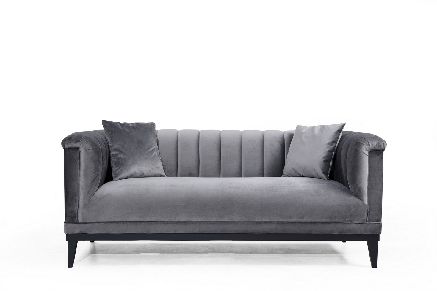 Norda Design modern 2-sits bäddsoffa, mörkgrå, ram i bokträ, 190 cm | Pocketfjädring & skumkomfort | Inkluderar 2 kuddar