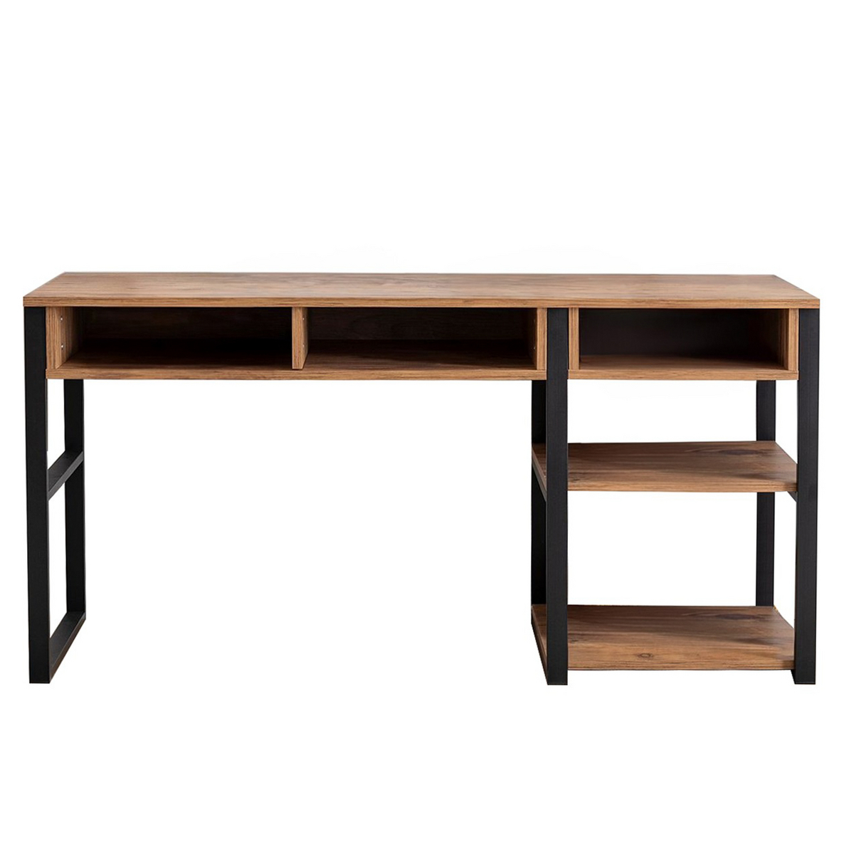 Norda Design Modernt skrivbord med metallben, valnöt och svart, 150 x 75,8 x 58,4 cm | 100 % melaminbelagt | Stilrent och funktionellt