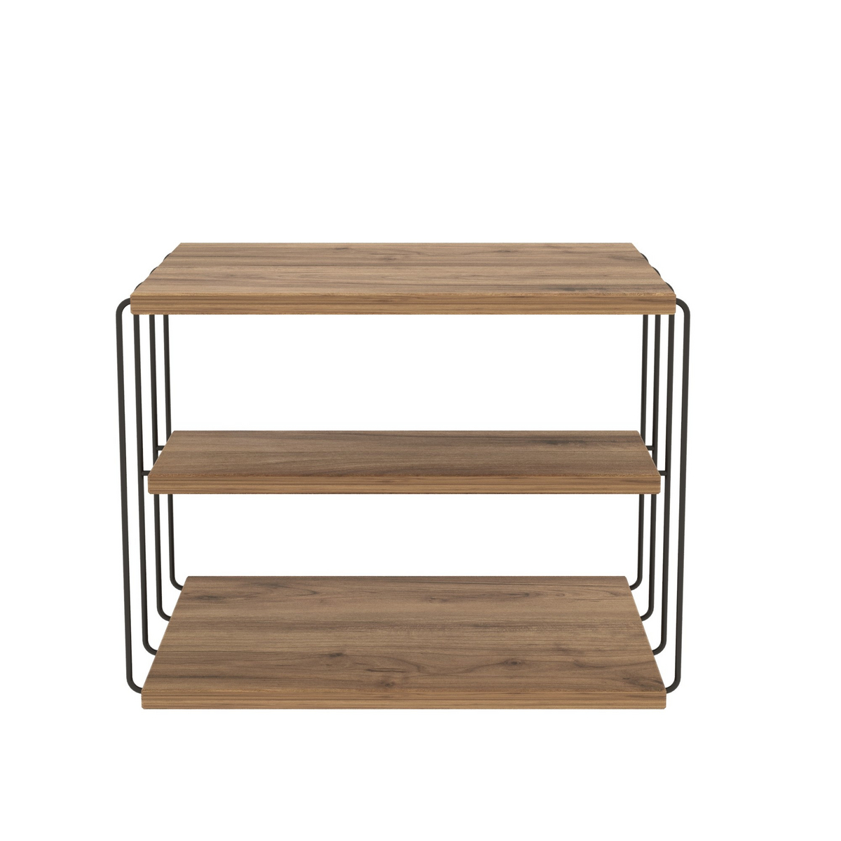 Norda Design Modernt sidobord i 2 plan, Atlantic Pine & svart, 50 cm x 33 cm x 40 cm | 100 % melamin & metallram | Stilren industriell design