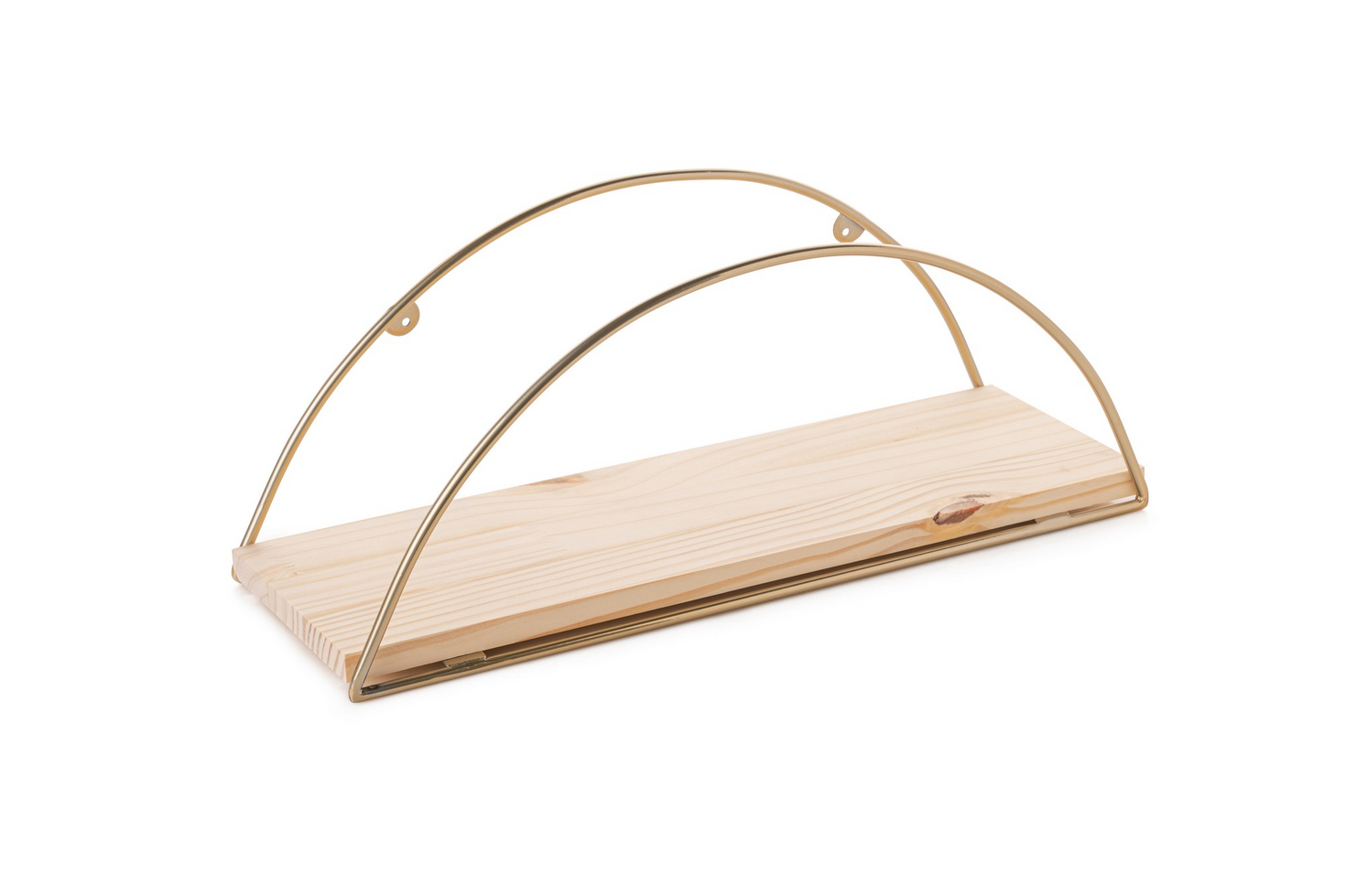 Norda Design Vägghylla i massivt trä, 41 x 17 x 16 cm, guld & brun | metallfästen, maxbelastning 3 kg | modern design