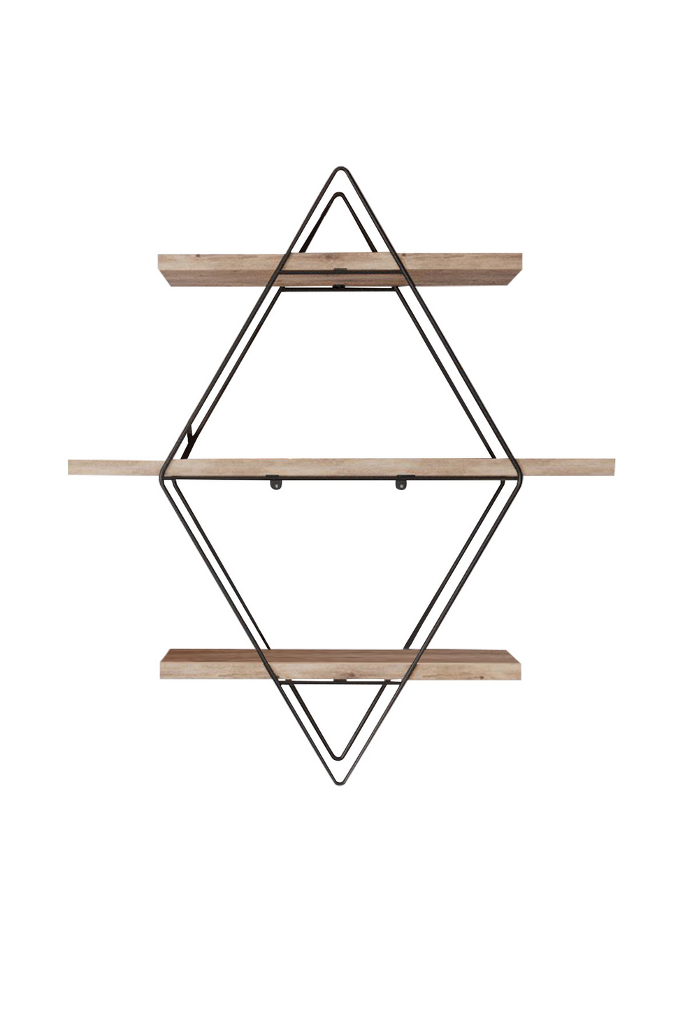 Norda Design modern vägghylla, massivt trä med metallkonsoler, 70 x 16 x 60 cm, guld och svart | 12 kg kapacitet, unik design