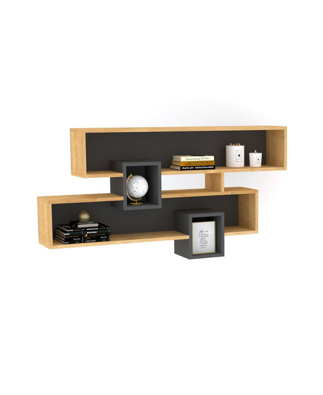 Norda Design Modern vägghylla, Safir & Antracit, 120 x 72,2 x 22 cm | 100 % melaminbelagd, 18 mm tjock | Stilfull förvaringslösning