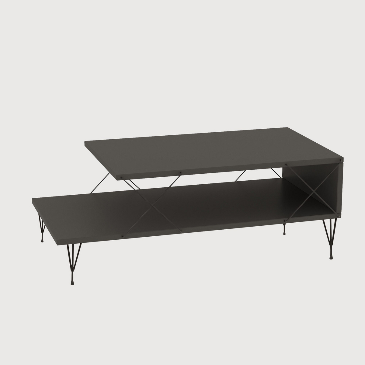 Norda Design Modernt soffbord i antracit, 100 cm | 100 % melaminbelagt, metallben, 18 mm tjockt | Stilrent & hållbart