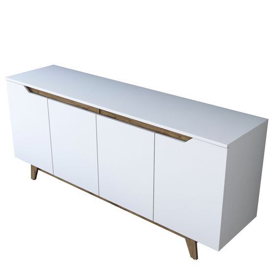 Norda Design Modernt konsolbord med hyllor, vit och valnöt, 180 cm | 100 % melaminbelagt, väggmonterbart, stilren design