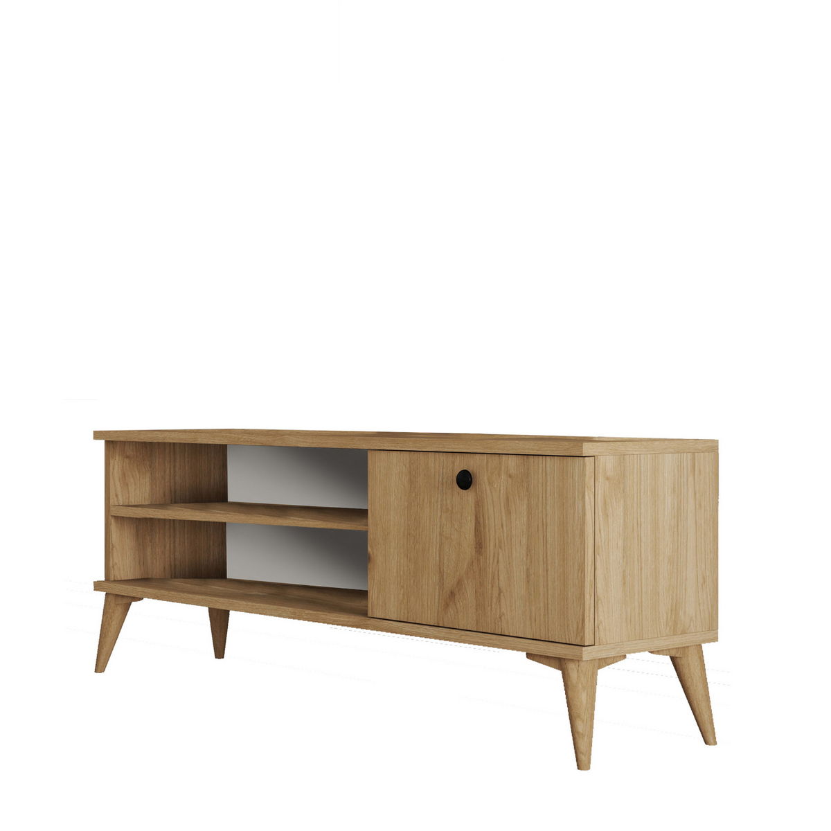 Norda Design Modern TV-bänk i ek, 120 cm | 100% melaminbelagd, 18 mm tjock, väggmonterbar, 15 cm ben | Stilren och funktionell