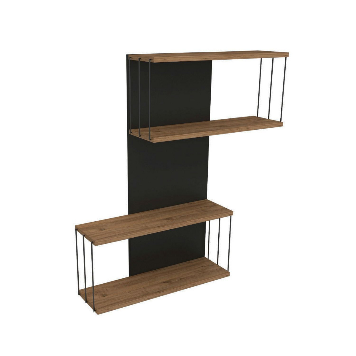 Norda Design Modern vägghylla, antracit & ek, 65 x 96 x 19 cm | 100% melaminbelagd, 18 mm tjock | Stilren & funktionell