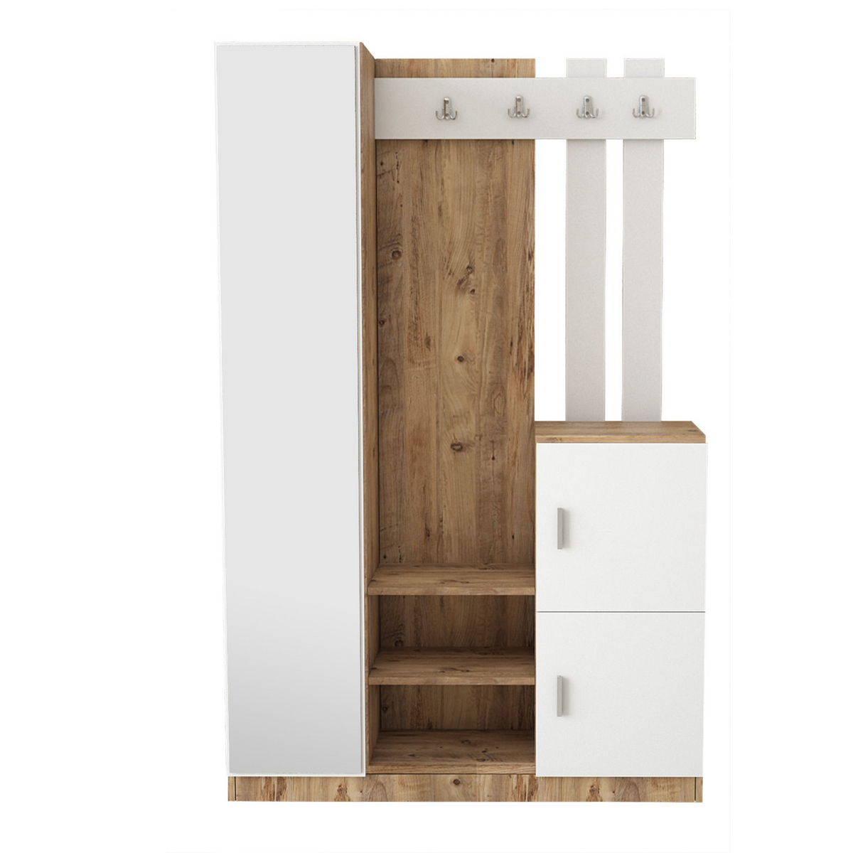 Norda Design Modern hallmöbel, Atlantisk furu och vit, 113.6 x 179.7 x 37.5 cm | 100% melaminbelagd, 18 mm tjock