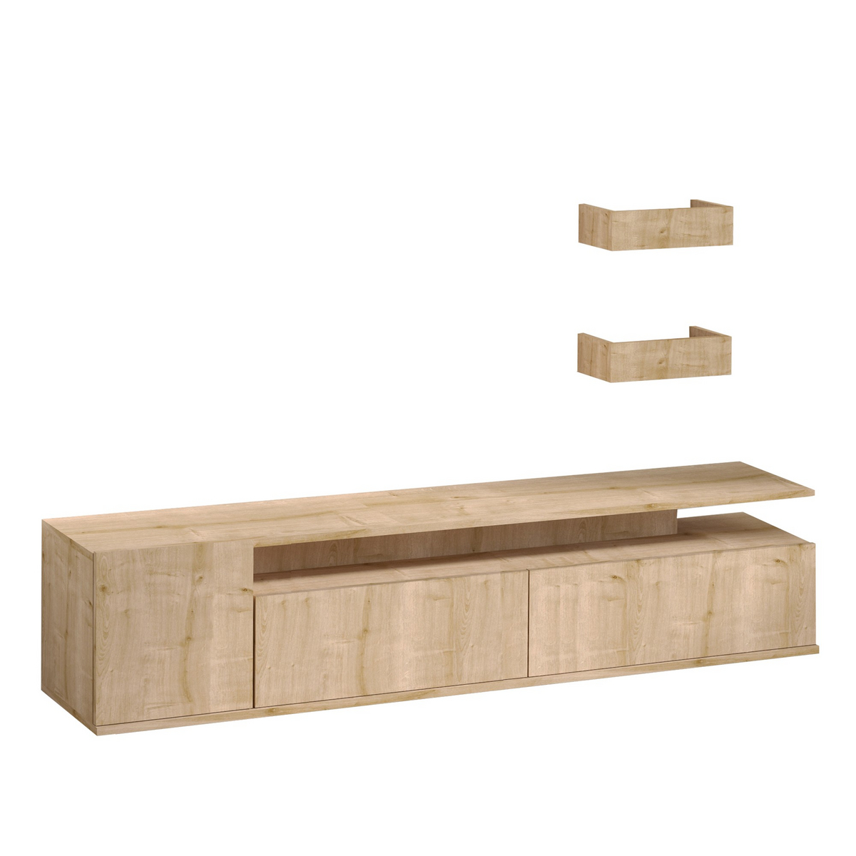 Norda Design Skandinavisk ek TV-bänk, 180 cm | 100 % melaminbelagd, 18 mm tjock | Väggmonterbar, stilren design