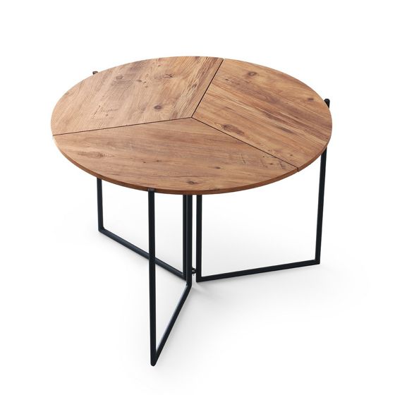 Norda Design Modernt matbord med metallben, Atlantic Pine, 100 cm | 100 % melaminbelagt, maxbelastning 19 kg