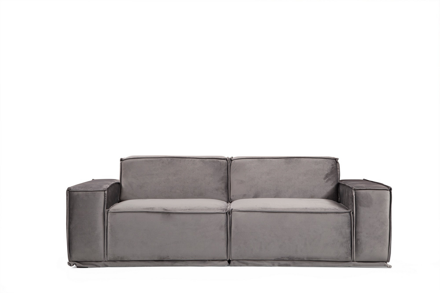 Norda Design Stilren 2-sitssoffa, grå polyester, 215 x 100 x 76 cm | Ram i bokträ, mjukt skum, 2 kuddar ingår