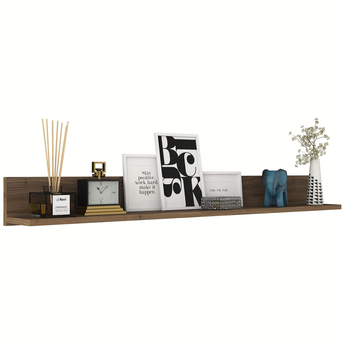 Norda Design Modern valnötsvägghylla, 135,8 cm x 15 cm x 13 cm | 100% melaminbelagd spånskiva | Stilren & funktionell