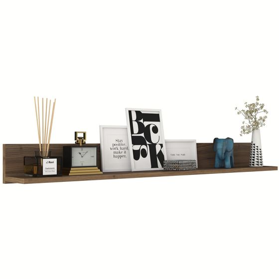 Norda Design Modern valnötsvägghylla, 135,8 cm x 15 cm x 13 cm | 100% melaminbelagd spånskiva | Stilren & funktionell