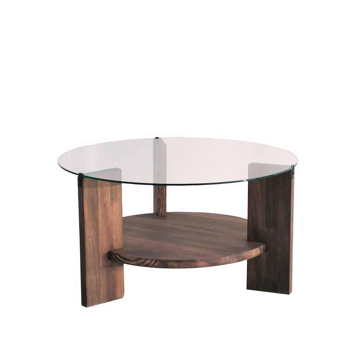 Norda Design Modernt soffbord i valnötsfärg, 75x75x40 cm | 100% härdat glas & massiv furu | Färdigmonterad
