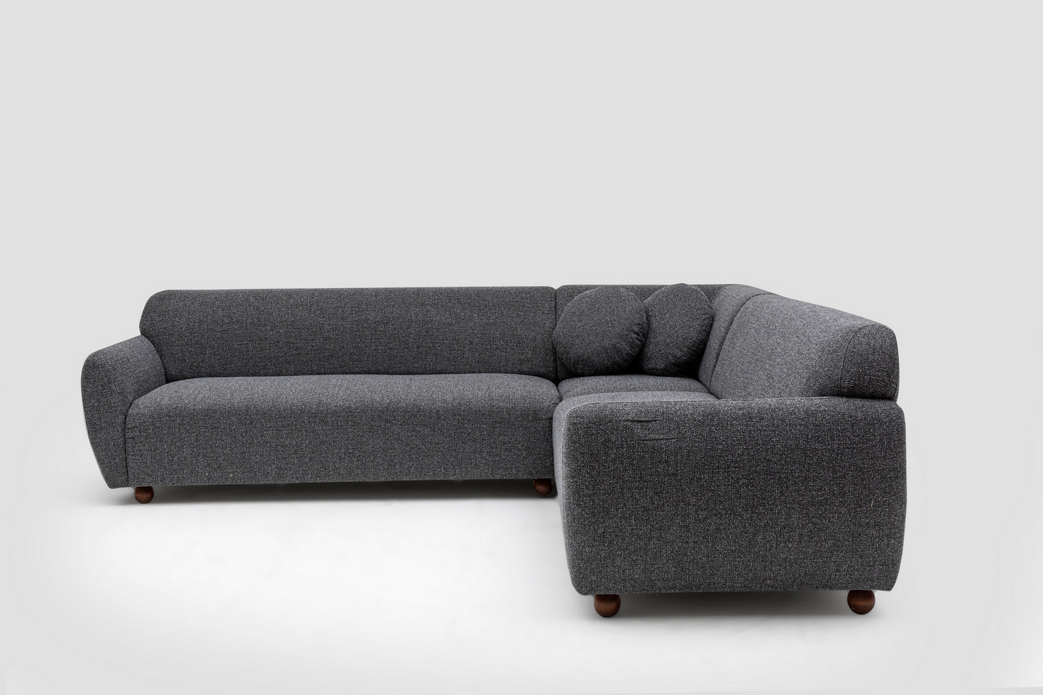 Norda Design Stilfull hörnsoffa, mörkgrå, 280x280 cm | ram i bokträ, 100 % polyester, inkl. 2 kuddar