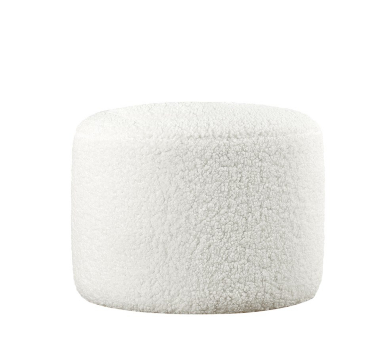 Norda Design Elegant vit puff i fuskpäls, 39 cm höjd, 54 cm djup | 10 cm ortopediskt skum, PVC-belagda ben