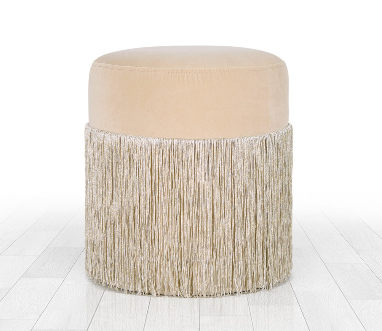 Norda Design Modern sammetspuff, krämfärgad, 40 cm höjd x 45 cm djup | 100% sammet, 6 cm ortopediskt skum, maxvikt 150 kg
