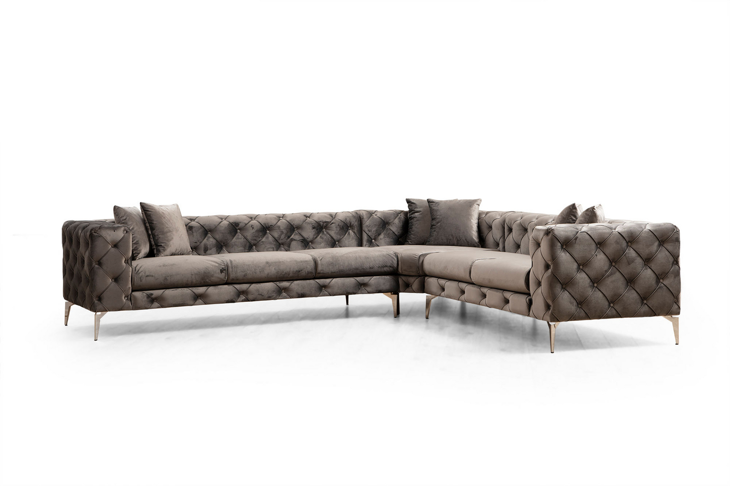 Norda Design Modern hörnsoffa, antracit, 310x270 cm | Bokträstomme, 100% polyester, 6 kuddar ingår