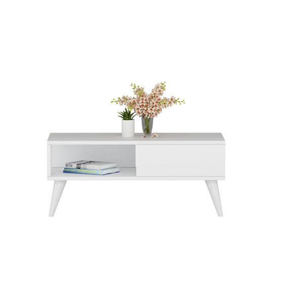 Norda Design Modernt vitt soffbord, 90 x 45 x 40 cm | 100 % melaminbelagd spånskiva, 18 mm tjock | Skandinavisk design