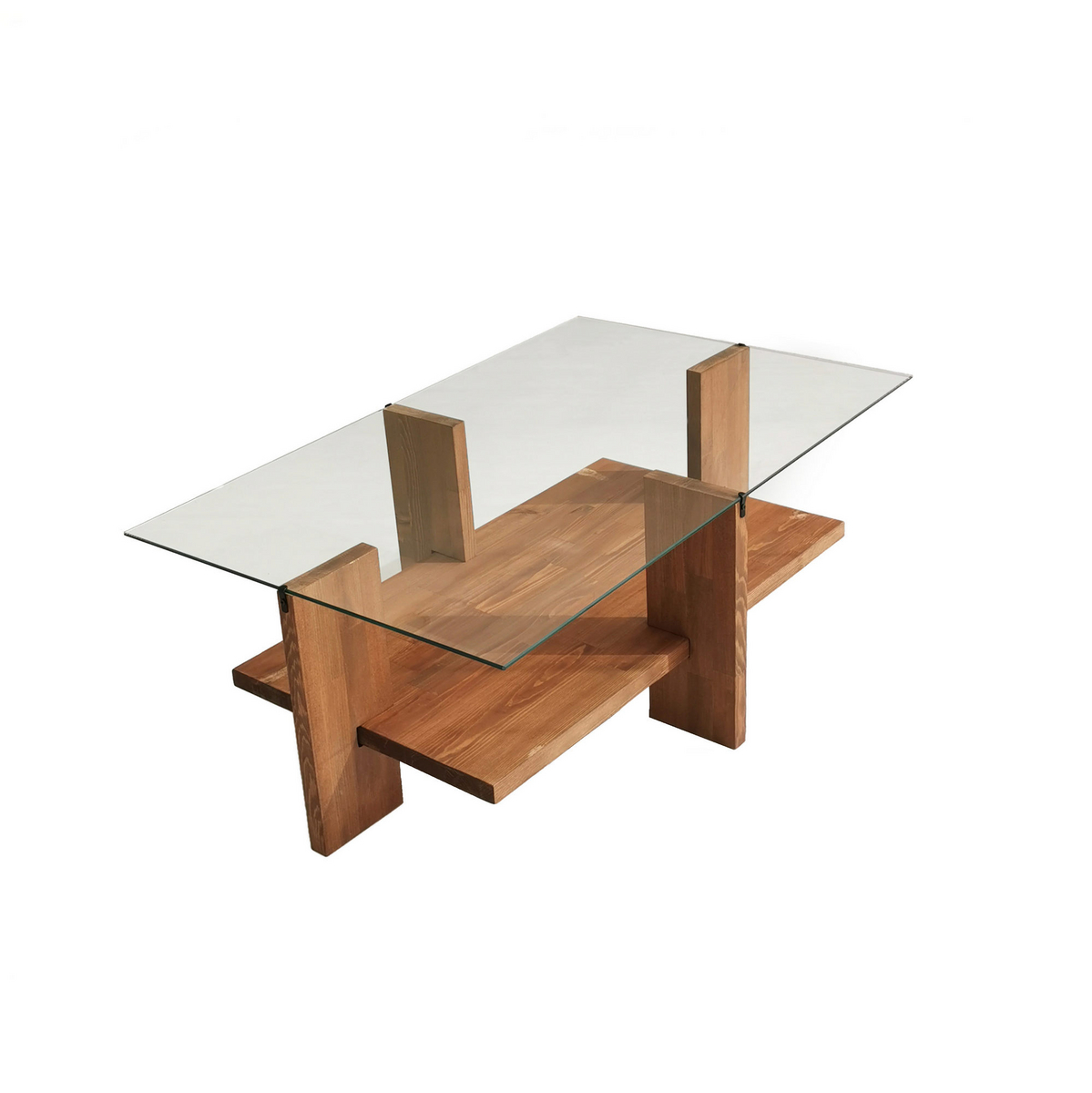Norda Design Modernt soffbord, 105 cm x 60 cm x 40 cm, 100 % härdat glas och ram i massivt trä, elegant design