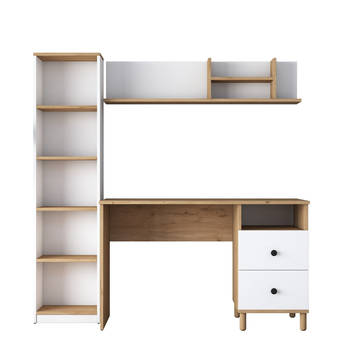 Norda Design Modernt skrivbord, valnöt och vitt, 120 x 50 x 161,8 cm | 100 % melaminbelagt, 18 mm tjockt | Stilfullt och funktionellt