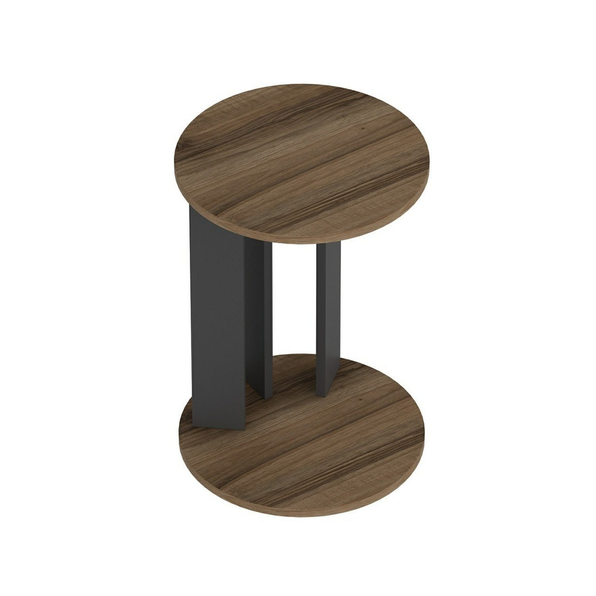 Norda Design Modernt sidobord, valnöt & antracit, 34 x 64 x 34 cm | 100% melaminbelagt, 18 mm tjockt | Stilrent & funktionellt