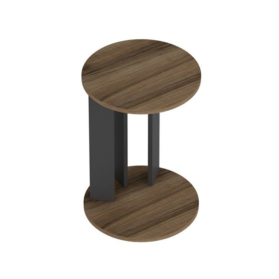 Norda Design Modernt sidobord, valnöt & antracit, 34 x 64 x 34 cm | 100% melaminbelagt, 18 mm tjockt | Stilrent & funktionellt