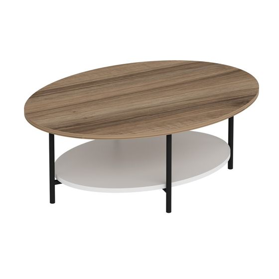 Norda Design Modernt soffbord, ek/vit, 90 x 36 x 60 cm | 100% melaminbelagt, 18 mm tjock | Skandinavisk design