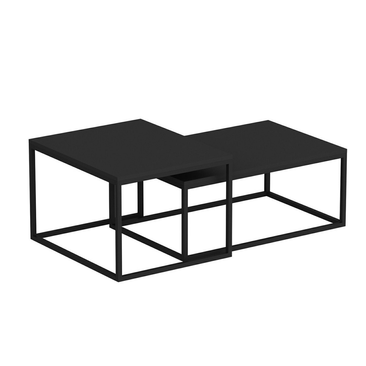 Norda Design moderna svarta satsbord (2 delar), metallram, 100 % melaminbelagda, 18 mm tjocka | stilfulla och funktionella